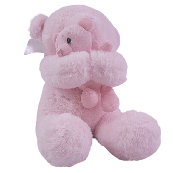 Evergreen B. Boutique Pink Momma Bear and Baby Bear Stuffed Animal Set - Picture 1 of 16